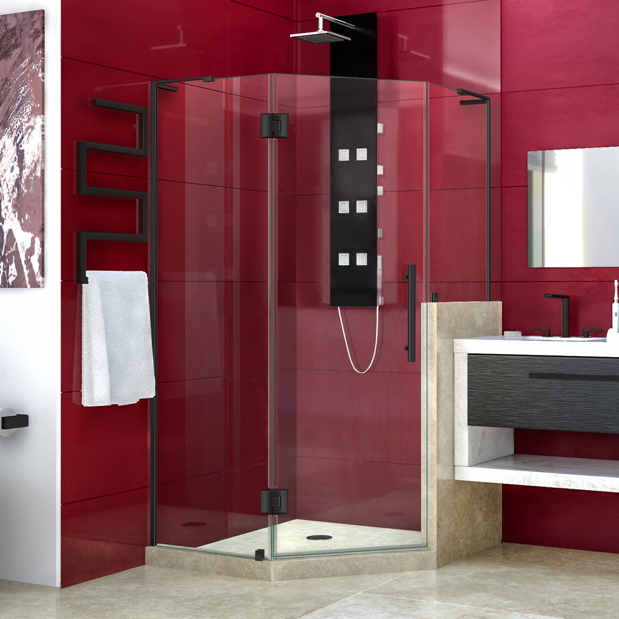 DreamLine Prism Plus 40x40x72 Inch Frameless Hinged Shower Enclosure with Half Panel - Modern Bathroom Upgrade for Small Spaces, Perfect for Apartments & Master Bathrooms