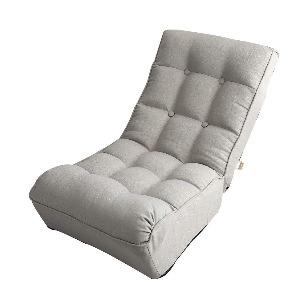 ZeHuoGe Folding Single Floor Sofa Recliner - Adjustable Lazy Sofa Chair for Balcony, Tatami, or Deck - High Backed Leisure Reclining Chair in Gray - Perfect for Relaxing, Reading, or Sunbathing