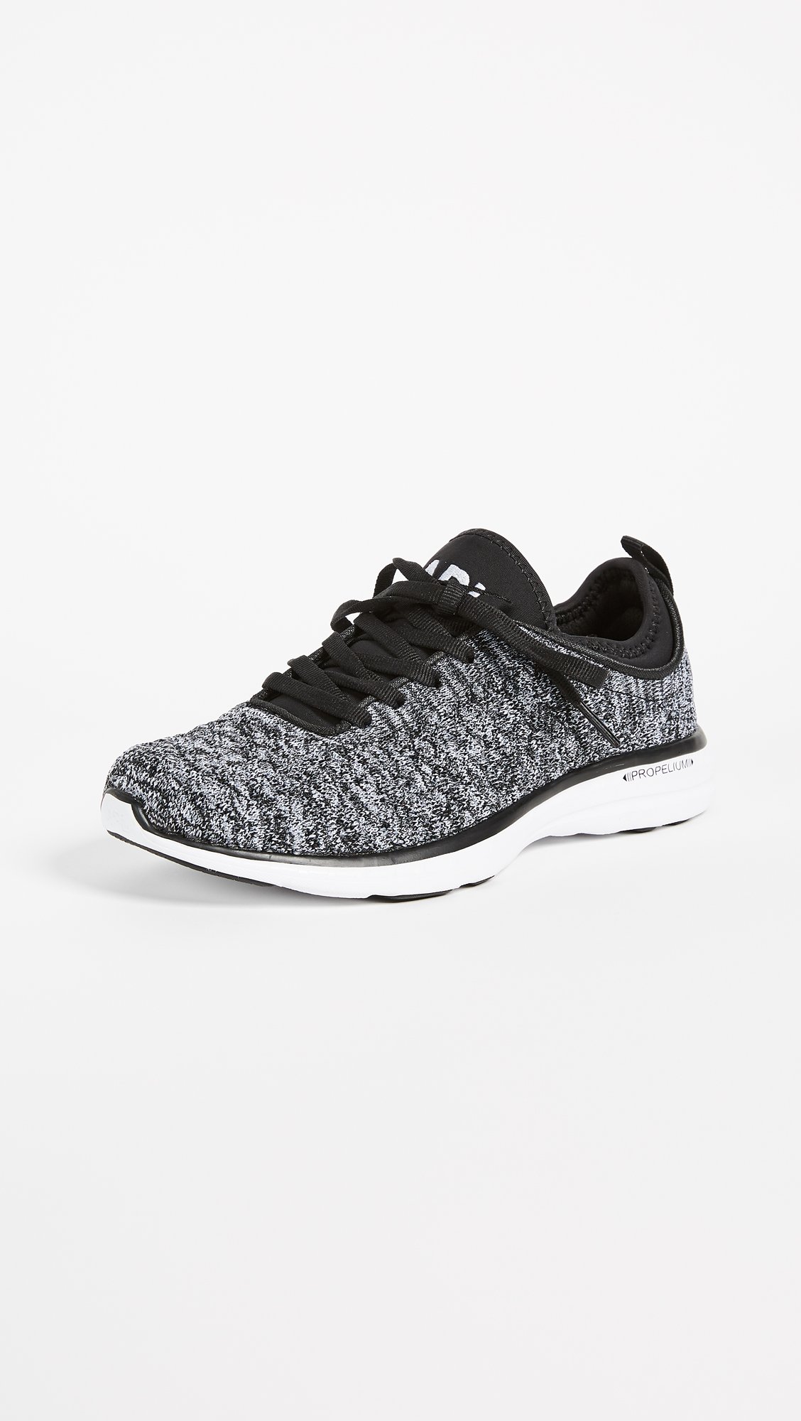 APL: Athletic Propulsion Labs Women's Techloom Phantom Running Shoes - Lightweight & Breathable Sneakers for Women, Black/White/Melange, Size 8.5 B(M) US | Perfect for Gym Workouts, Jogging & Casual Wear