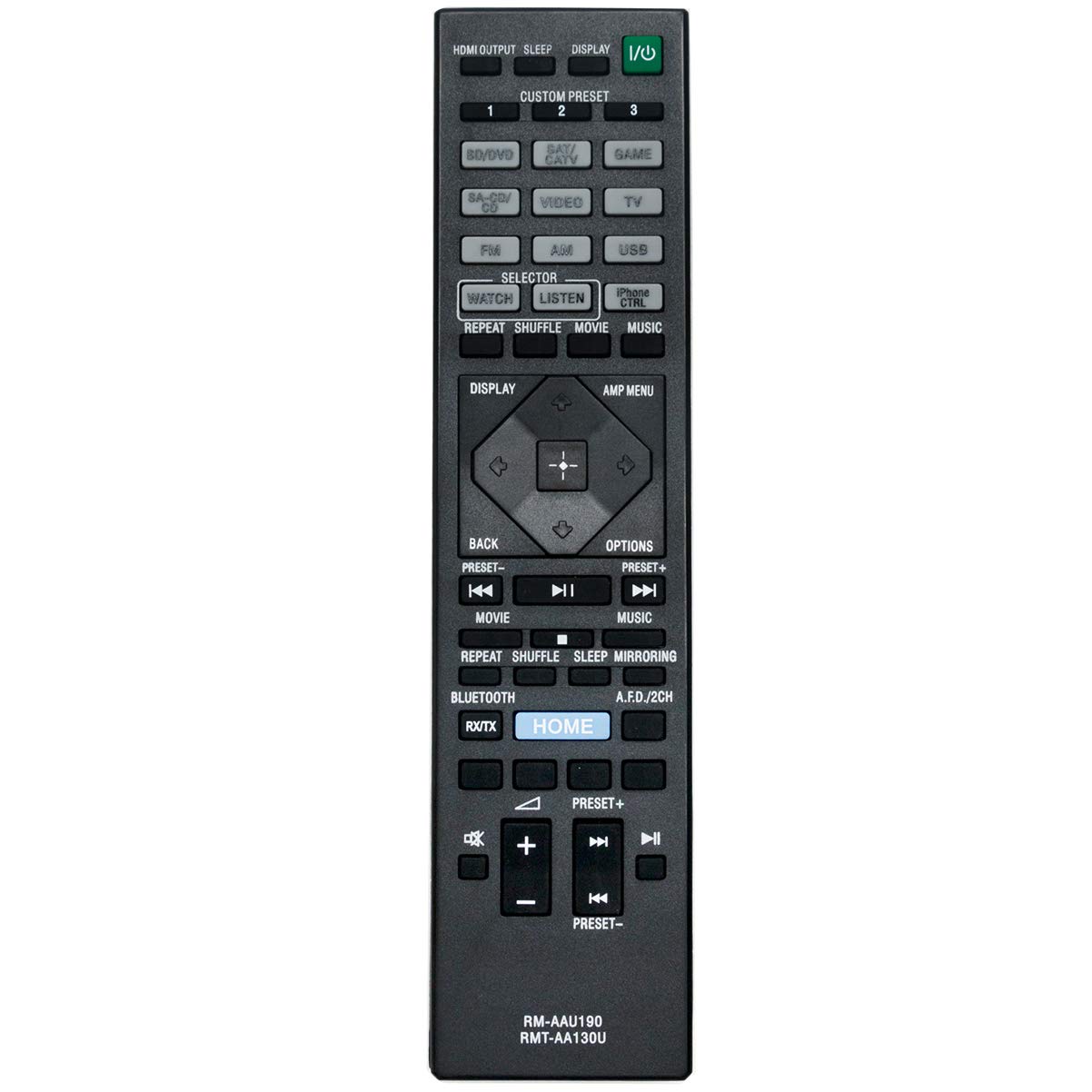 Sony STR-DN1060 STR-DN860 STR-DH550 STR-DH750 Replacement Remote Control RMT-AA130U RM-AAU190 - Compatible with Home Theater & AV Receivers for Seamless Entertainment