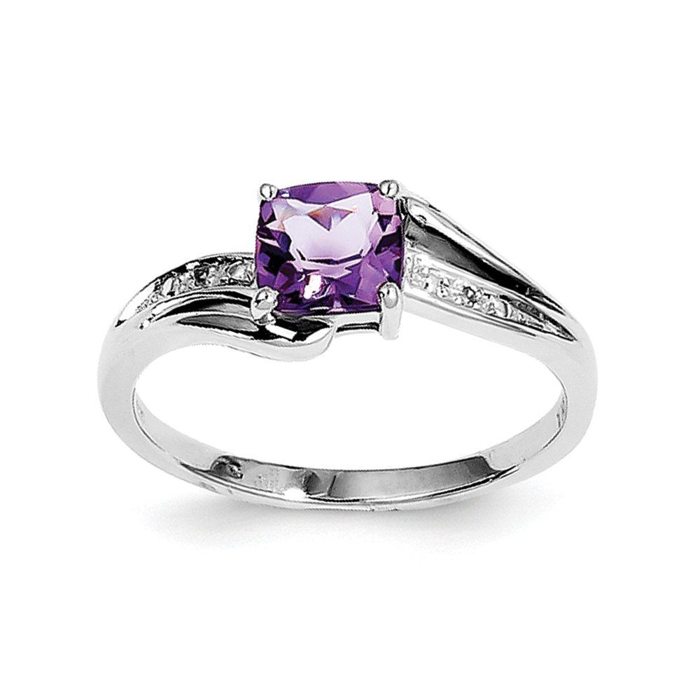 Diamond2Deal 925 Sterling Silver Diamond & Amethyst Square Engagement Ring - 0.71ct, Size 5-10, Wedding, Proposal, Anniversary Gift for Her