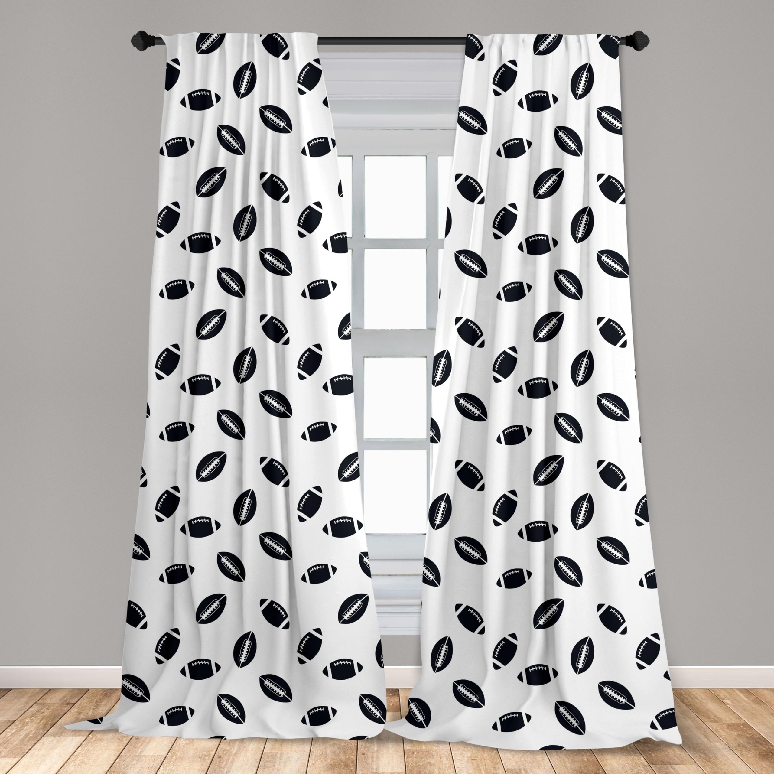 Ambesonne Black & White American Football Window Curtains Set of 2 - 28