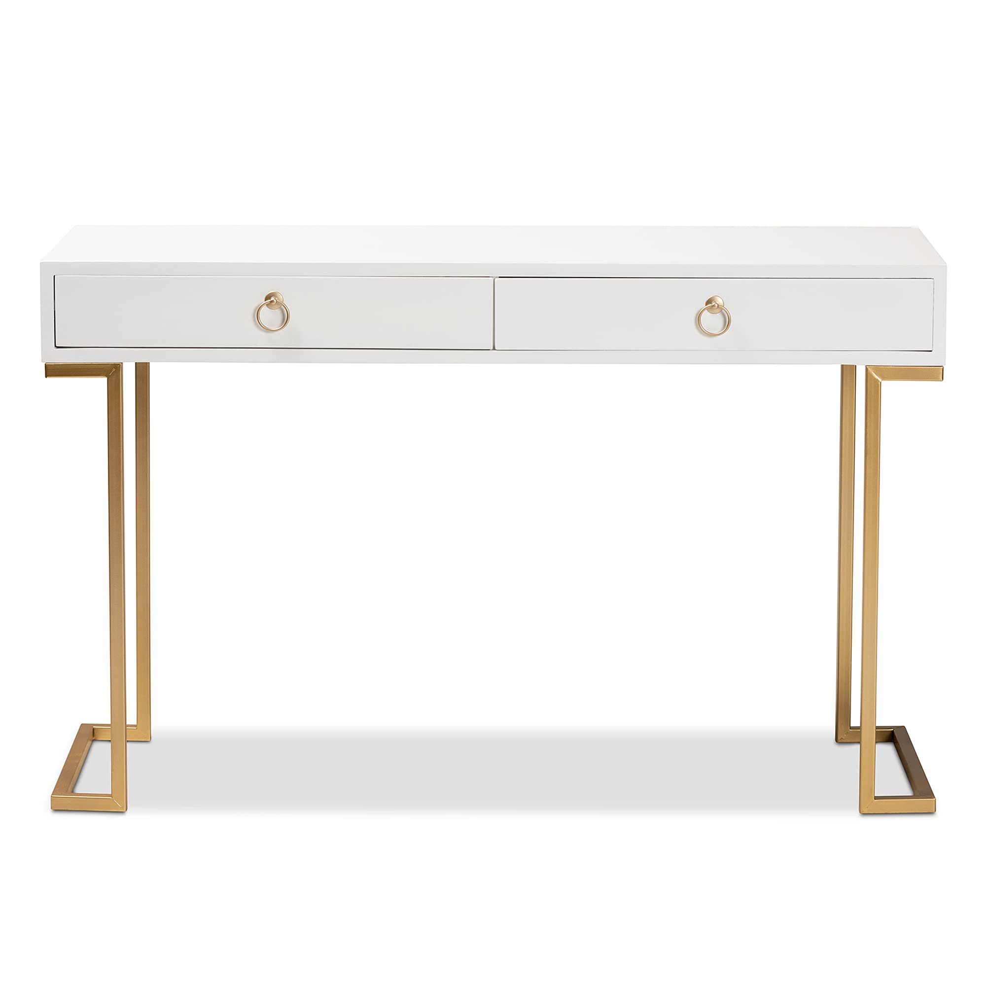 Baxton Studio Beagan Modern Console Table - White & Gold Finish for Entryway, Living Room, or Hallway Decor