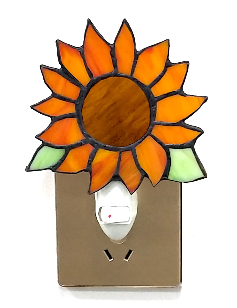 HUIMEIJU Tiffany Glass Sunflower Night Light - Plug-in Wall Night Light with Warm Orange Glow for Bedroom, Nursery, Hallway (1PC) | Perfect as Wake-Up Light, Decorative Lighting & Safe Nightlight for Kids