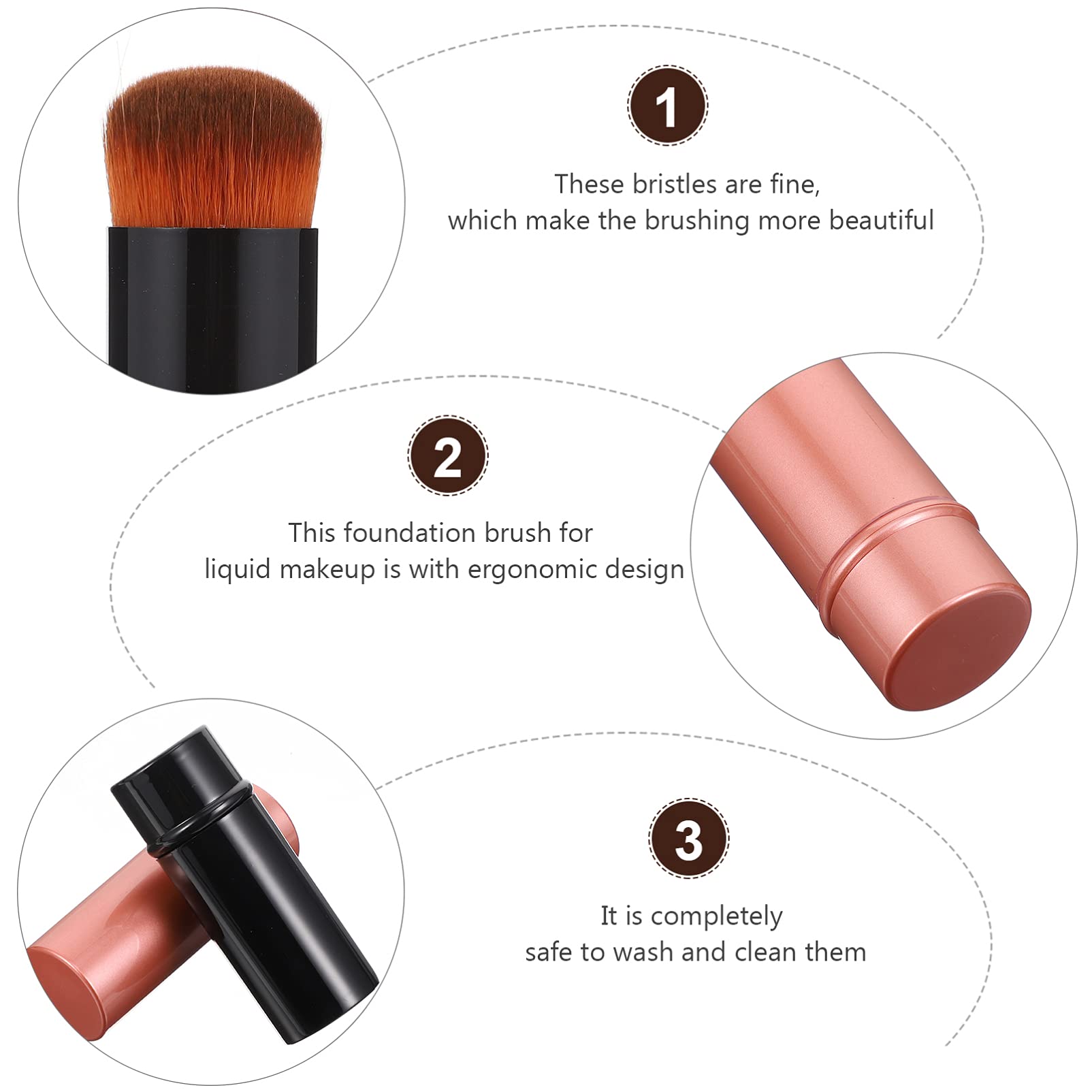 SOLUSTRE 2Pcs Retractable Kabuki Makeup Brush Set - Professional Nylon Foundation & Blush Brush with Cover, Portable Travel Makeup Brush (Black & Red) - Perfect for On-The-Go Touch Ups & Full Face Makeup Application