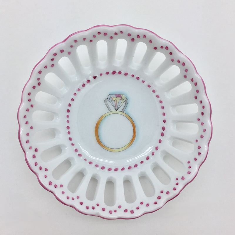 Elegant Pink Engagement Ring Dish - Perfect for Proposal, Wedding, and Jewelry Storage | Romantic Gift for Her