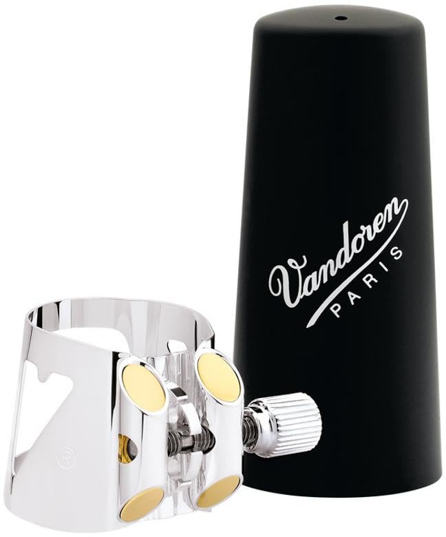 Vandoren LC05P Optimum Ligature & Plastic Cap for Bb German Clarinet - Silver-Plated with 3 Interchangeable Pressure Plates | Perfect for Professional Musicians & Clarinet Performances