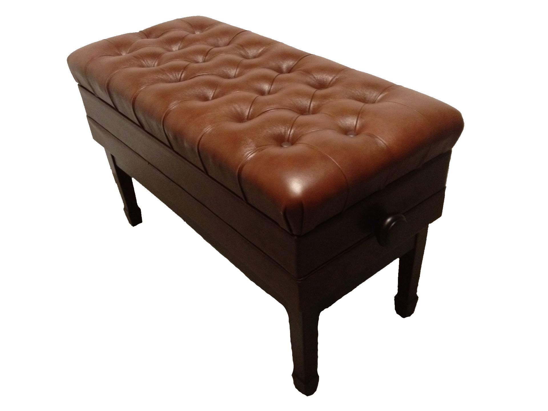 Genuine Leather Adjustable Duet Size Artist Concert Piano Bench Stool with Music Storage - Walnut Finish | Perfect for Home Studios, Music Classrooms & Professional Performances
