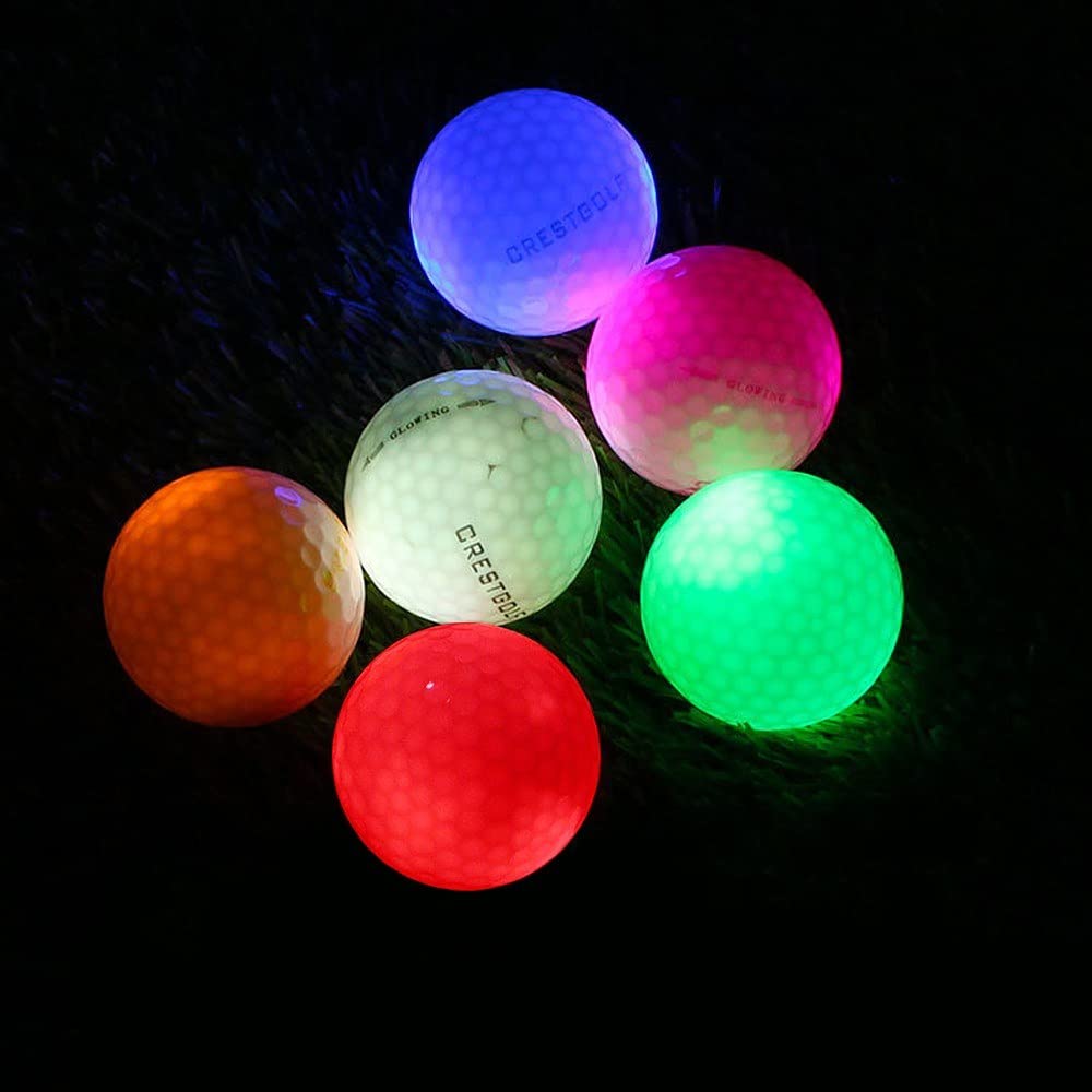 6 Pack LED Glow Golf Balls - Self-Illuminating Night Golf Balls for Evening & Nighttime Practice - Perfect for Backyard, Driving Range & Glow in The Dark Golf Games