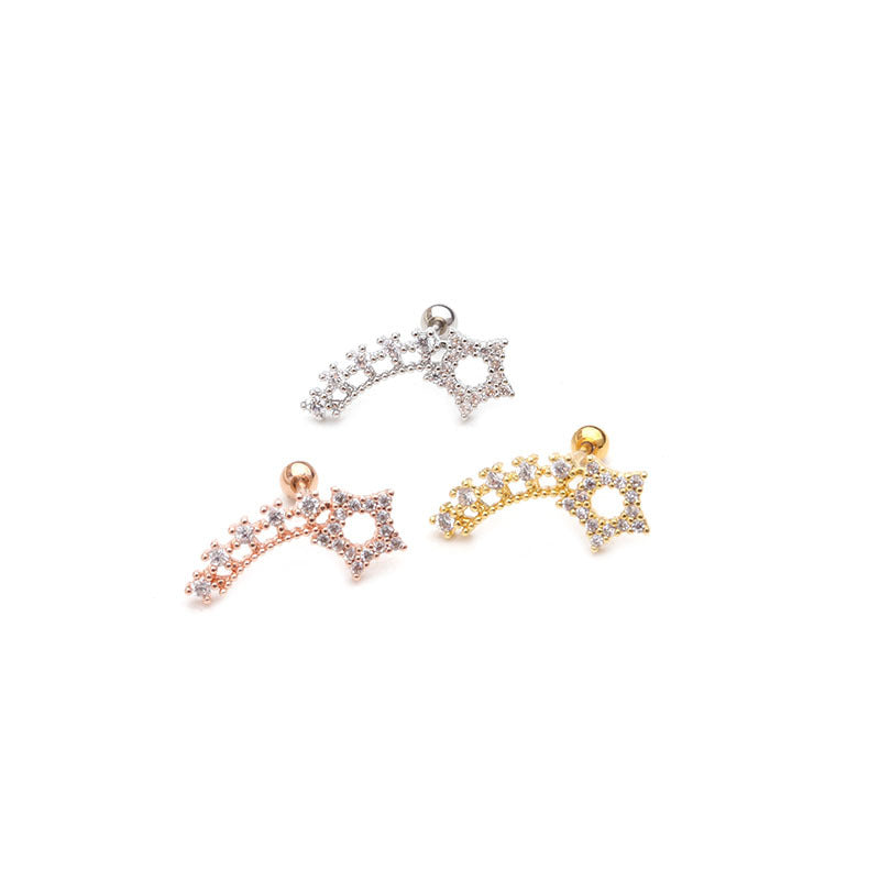 20G Shooting Star Cartilage Barbell Stud Earring - Surgical Steel Body Jewelry for Tragus, Helix & Rook Piercings | Perfect for Everyday Wear & Night Out Accessories | HSPJ1948