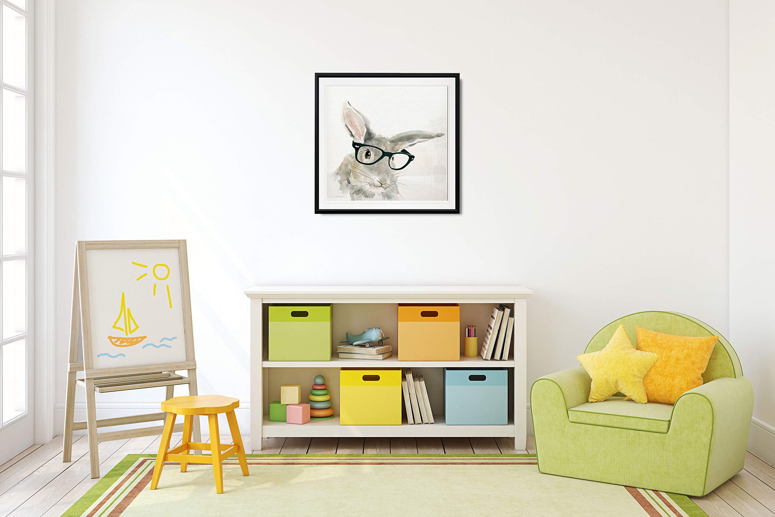 Adorable Rabbit Painting - Baby Bunny with Glasses Framed Canvas Art Print - Cute Animal Wall Decor for Nursery, Kids Room & Home Office