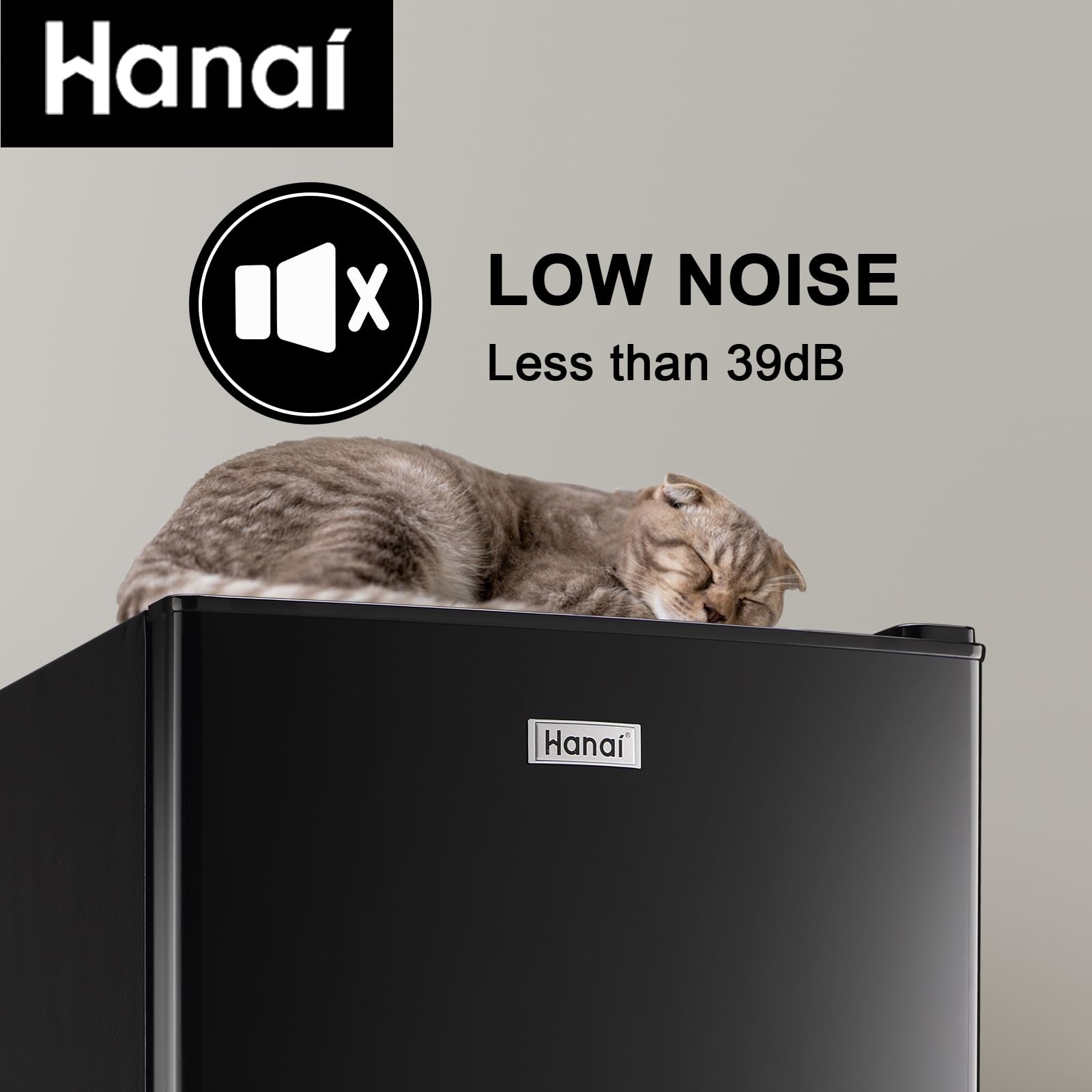 WANAI 3.2 Cu.Ft Mini Fridge with Freezer - Compact Single Door Refrigerator, 5 Temperature Settings, Energy Efficient, Black - Perfect for Dorm, Office, Bedroom, Apartment & Small Spaces