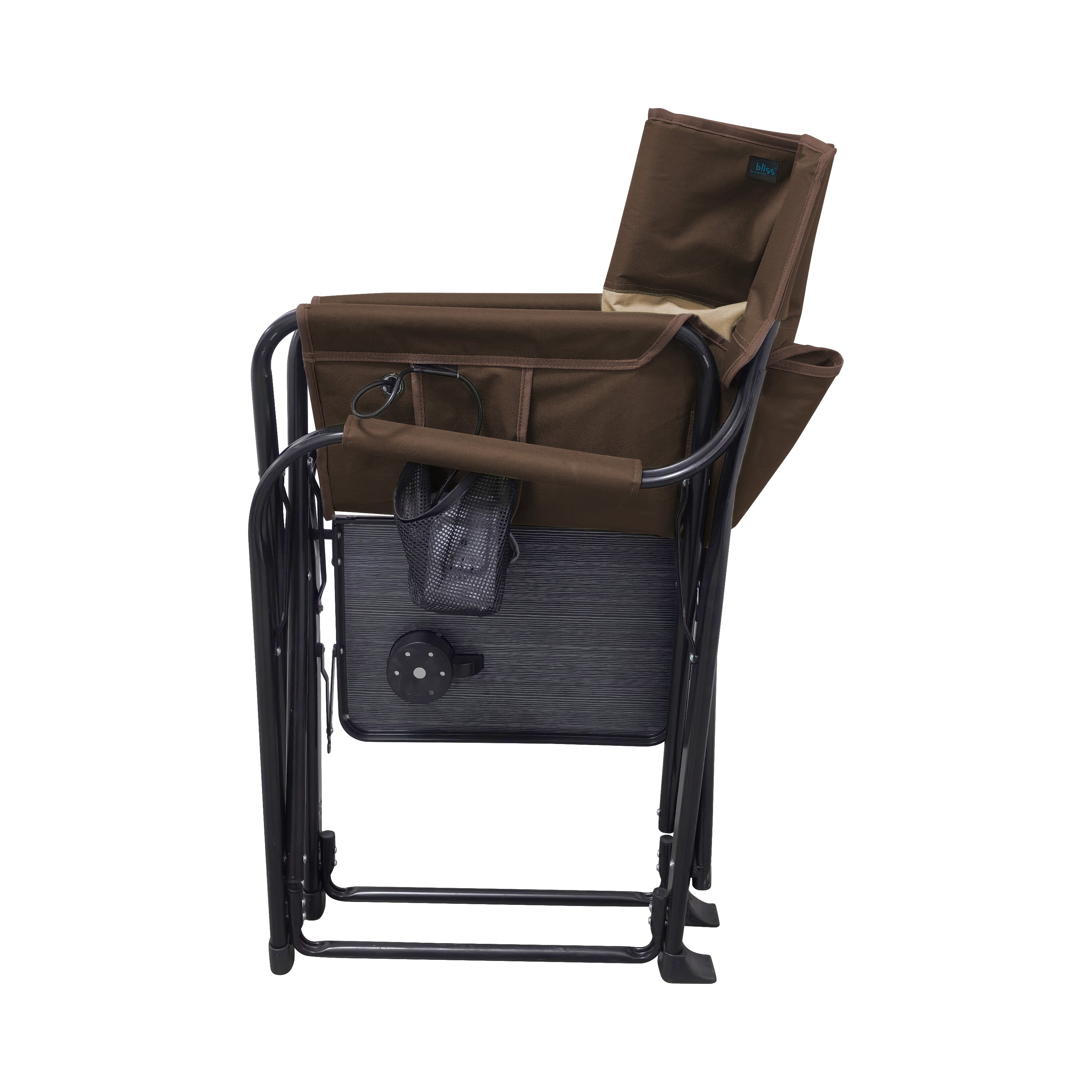 Bliss Hammocks 24VH BRN 24 Volt Heated Directors Chair with 3 Temperature Settings | 21 Inch Wide Seat | Includes 2.0Ah Battery & Charger | Perfect for Outdoor Camping, Hunting & Fishing Trips