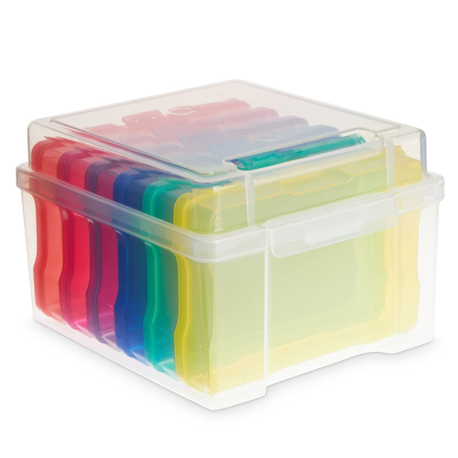 Paper Junkie 4 x 6 Inch Photo Storage Box Set - 6 Inner Cases & 1 Plastic Organizer Box for Stickers, Crafts, Seeds & Art Supplies | Perfect for Home, School & Classroom Organization | Compact Craft Storage Solution for Scrapbooking, Card Making & DIY Projects