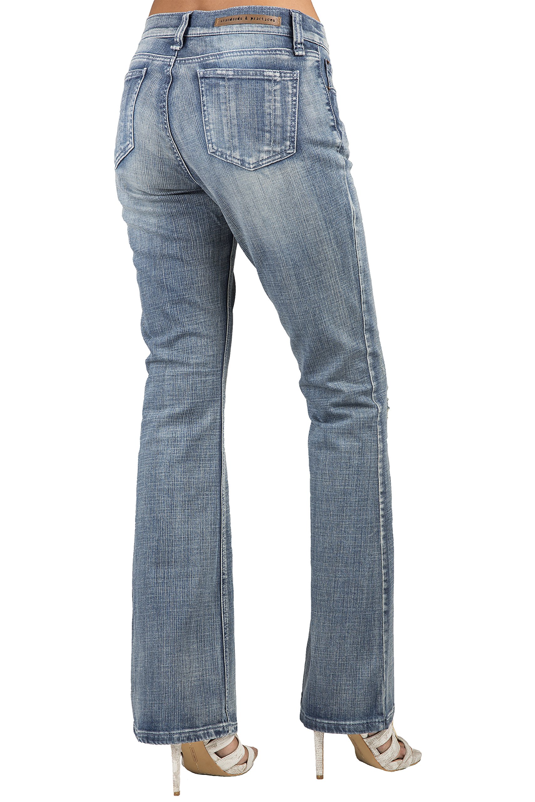 Premium Women's Blue Denim Whisker Wash Raw Edge Flare Jeans - High-Quality Comfort for Casual Wear, Date Nights & Everyday Fashion