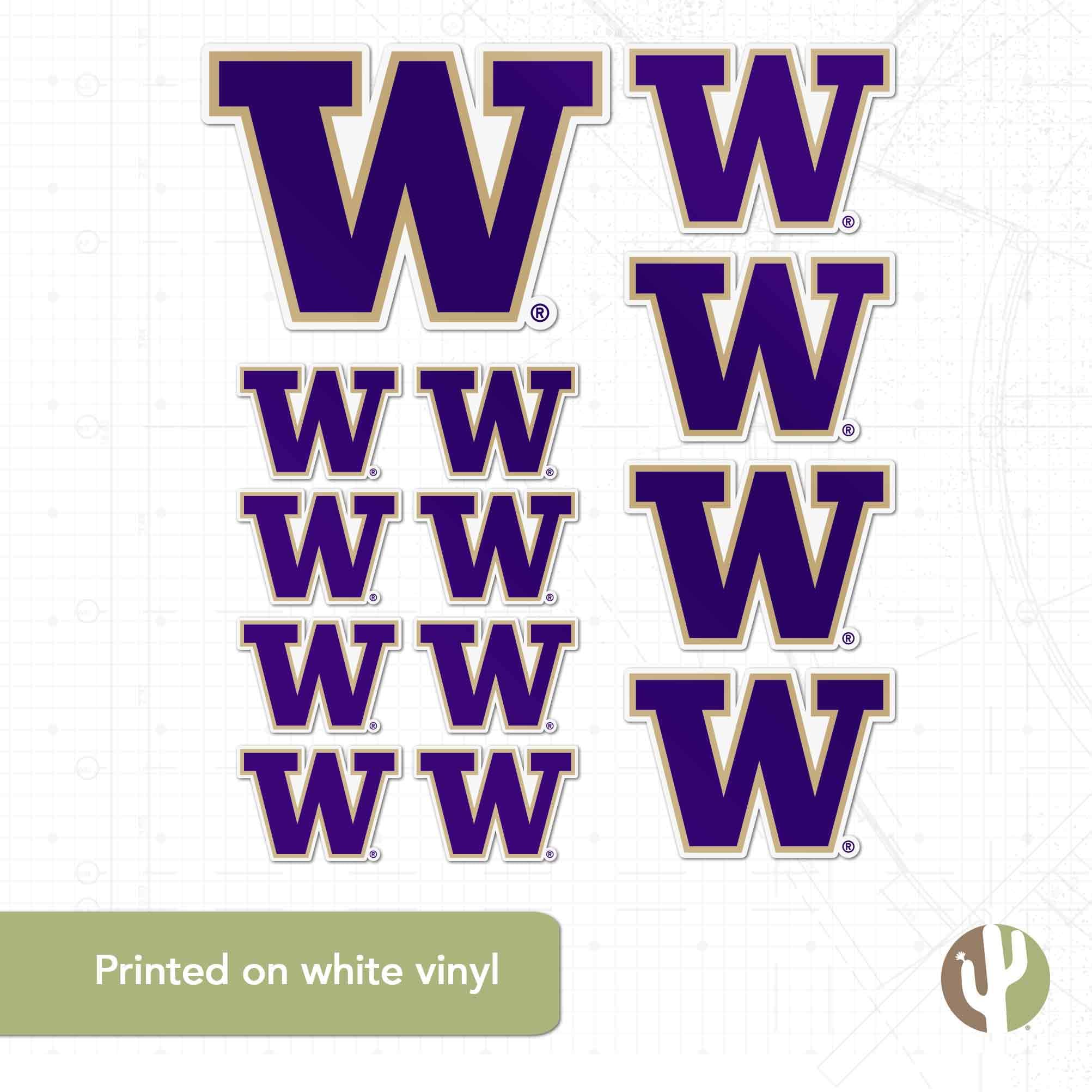 UW Huskies Vinyl Decals - University of Washington Stickers for Laptop, Water Bottle, Car & Scrapbook - Desert Cactus Design - Perfect for School Spirit, College Gifts & Fan Decor