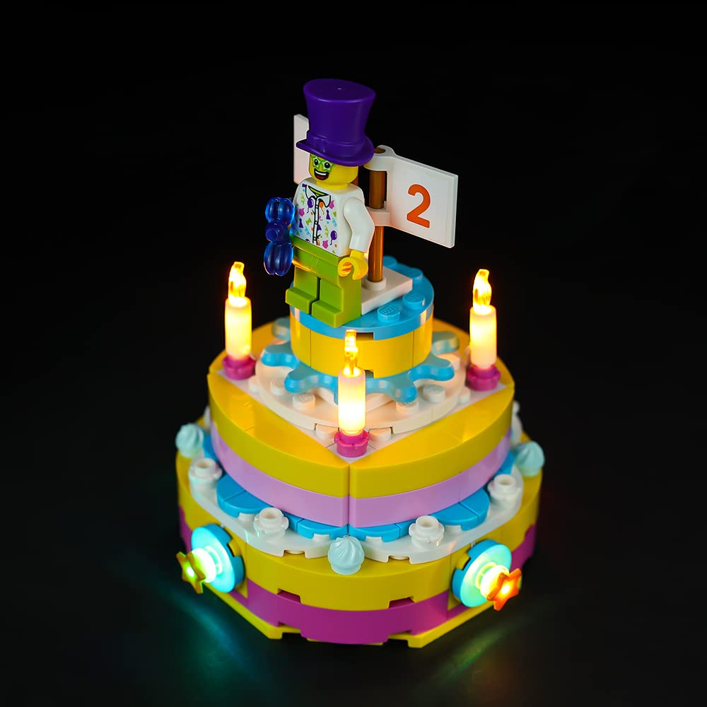 Kyglaring LED Lighting Kit for Lego 40382 Birthday Cake Building Set - Sound Version | Compatible with Lego Birthday Party Decorations | Perfect for DIY Lego Cake Illumination & Party Room Lighting