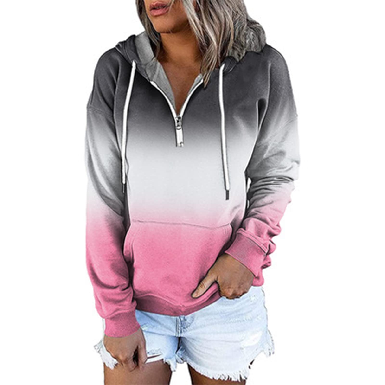 Women's Color Block Hoodie with Pocket - Casual Long Sleeve Pullover Sweatshirt for Everyday Wear | Perfect for Lounging, Running Errands & Outdoor Activities