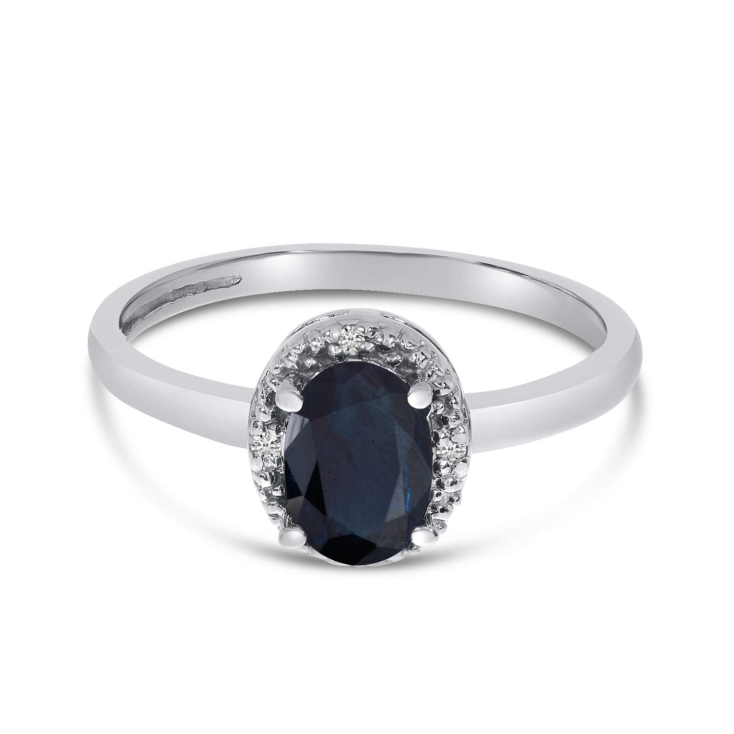 10K White Gold Oval Sapphire and Diamond Engagement Ring for Women - Perfect for Weddings, Anniversaries & Special Occasions