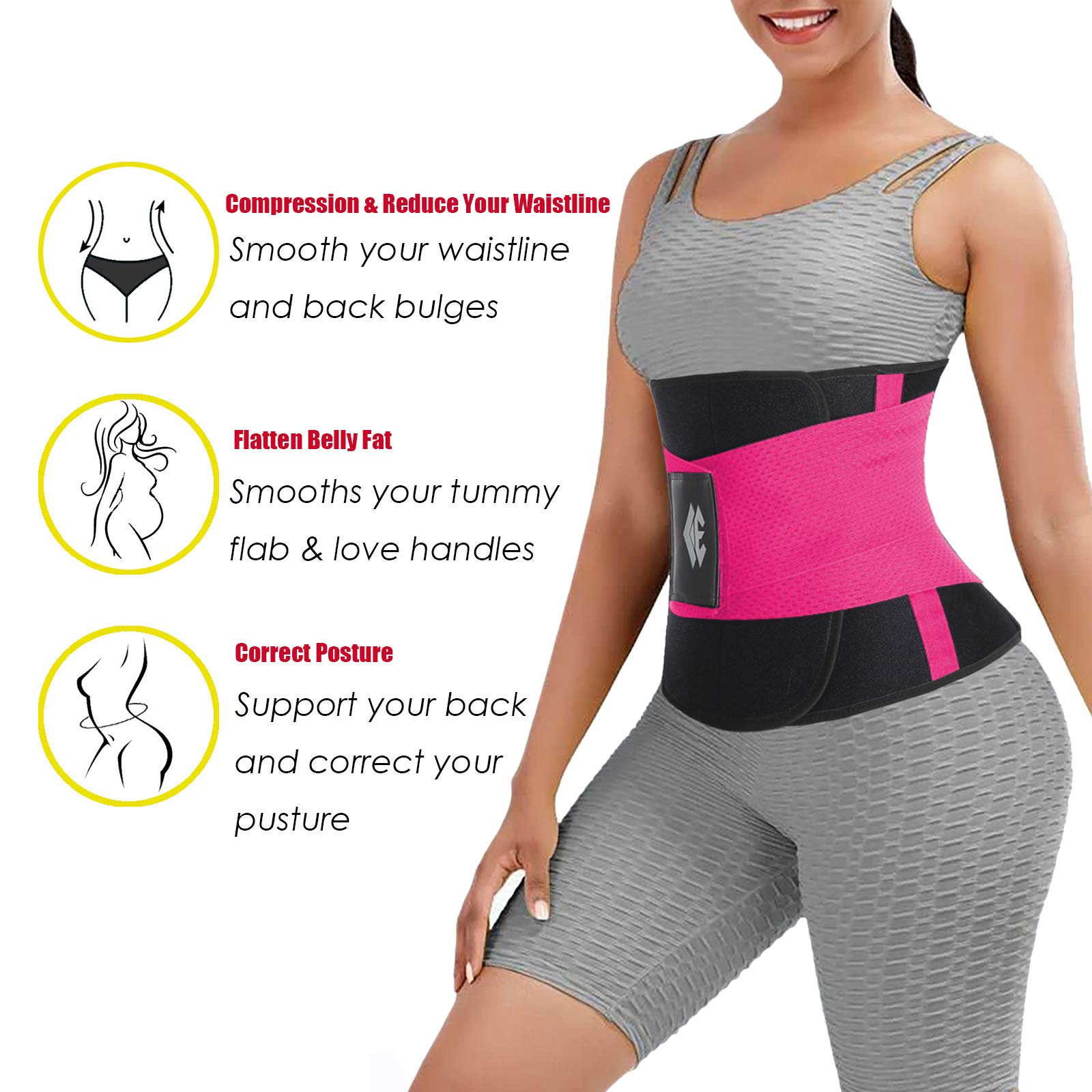 Waist Trainer Belt for Women & Men - Slimming Waist Trimmer & Ab Belt - Tummy Control Body Shaper for Weight Loss & Postpartum Recovery - Perfect for Gym, Workout & Daily Wear
