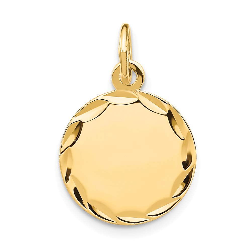 FJC Finejewelers 14k Yellow Gold Engravable Round Disc Charm - .013 Gauge Etched Design - Perfect for Necklaces, Bracelets & Personalized Jewelry Gifts