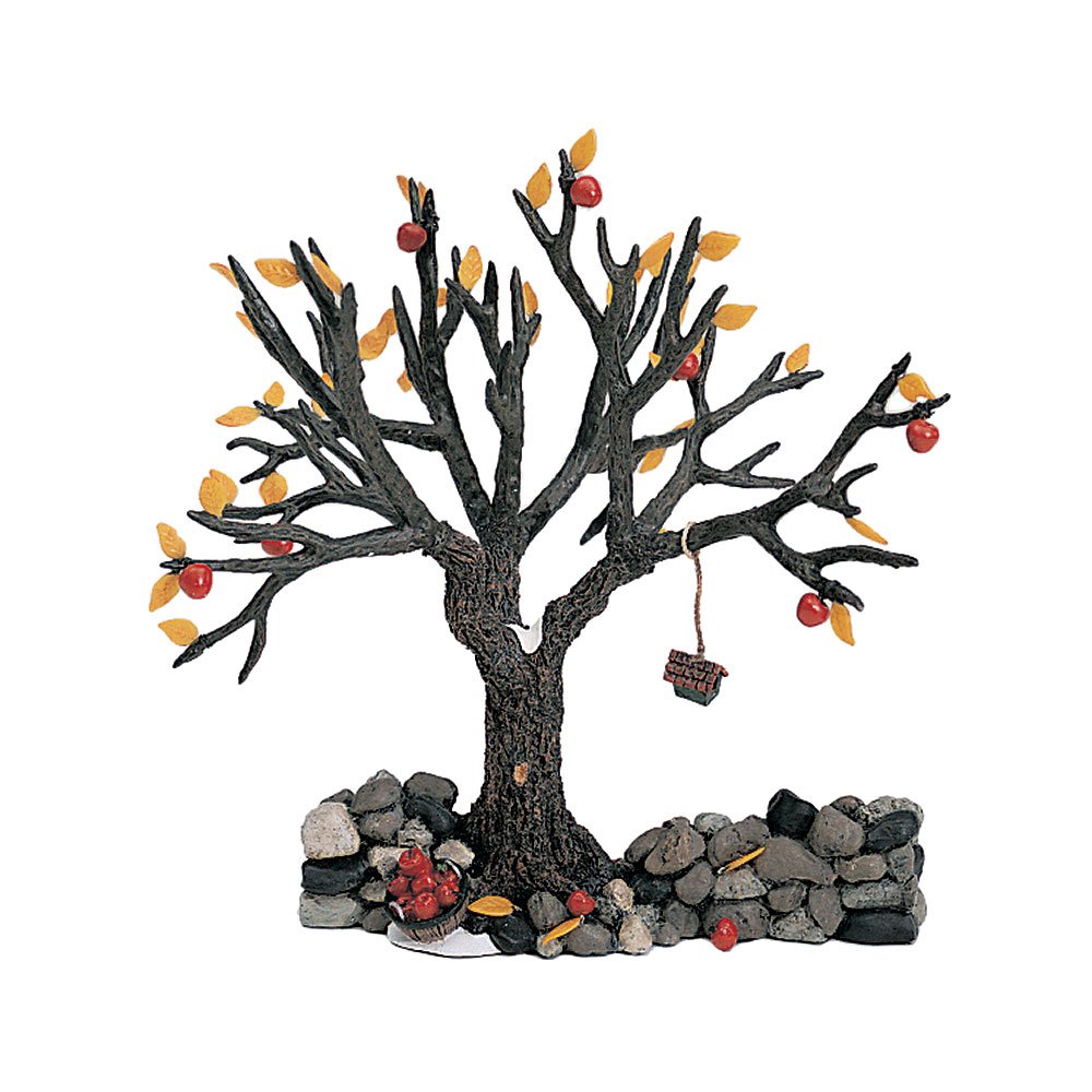 Department 56 Village Fieldstone Wall with Apple Tree - Collectible Christmas Village Display for Holiday Home Decor & Winter Wonderland Scenes