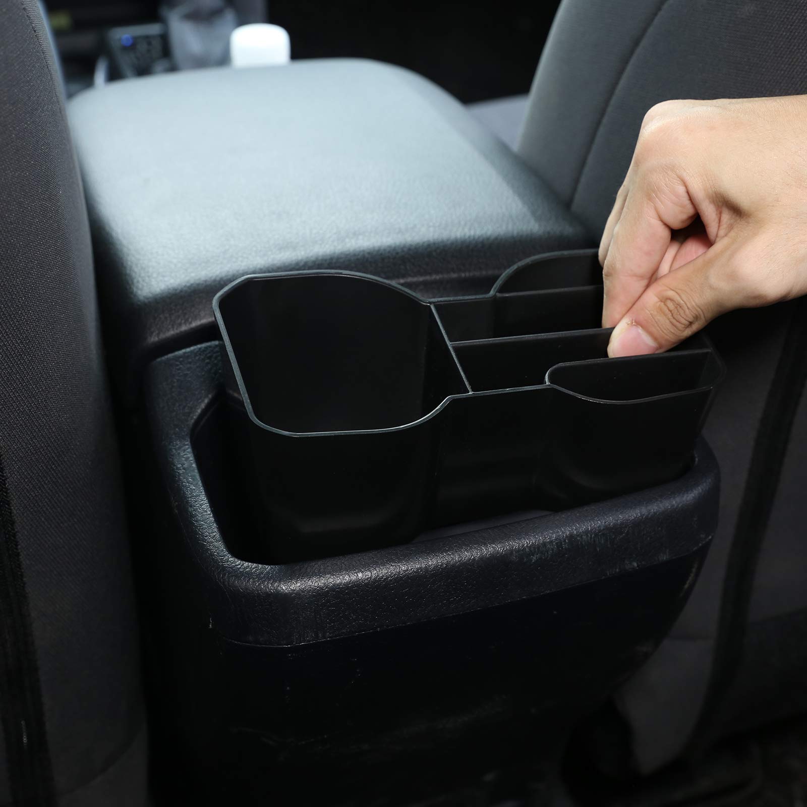 2016-2023 Toyota Tacoma Cup Holder Organizer - ABS Multifunctional Storage Tray for Car Gear Shifter & Accessories | Black Rear Row Organizer for Snacks, Phones & Drinks