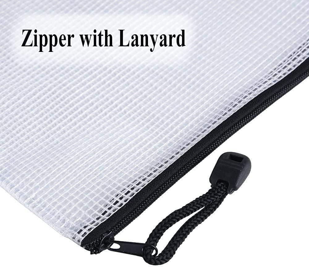 Oaimyy-B8 Mesh Zipper Pouch Document Folders - 6 Pack Black Plastic Zip File Organizer for School, Office Supplies, Travel & Puzzle Storage | Perfect for Organizing Papers, Documents, Stationery & Small Items