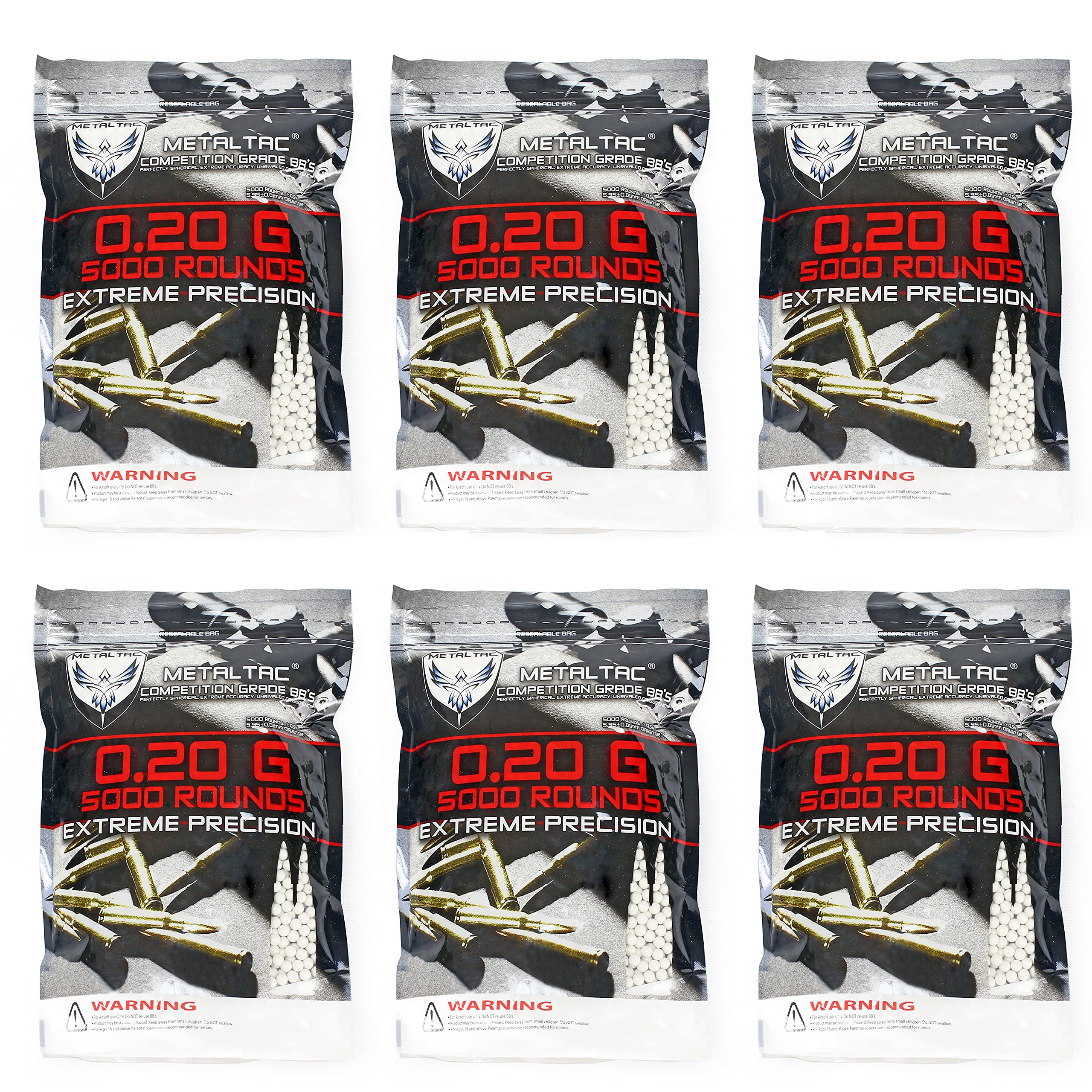 MetalTac® 0.20g 6mm Airsoft BBs - 30,000 Round High-Performance Pellets for Airsoft Guns | Perfect for Target Practice & Competitive Shooting