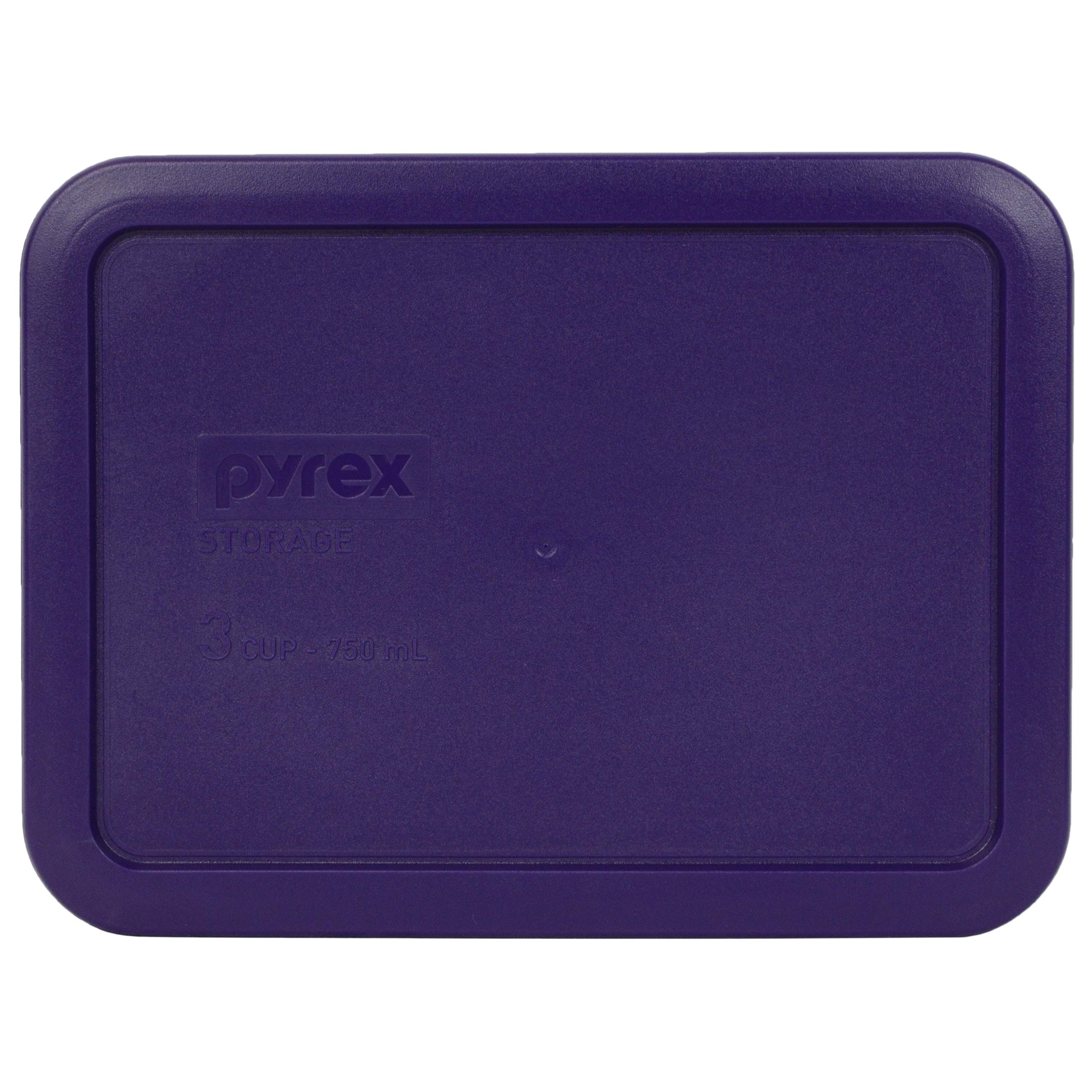 Pyrex 7210-PC 3 Cup Purple Rectangle Plastic Food Storage Container with Lid | BPA-Free | Made in USA | Perfect for Meal Prep, Leftovers & Refrigerator Organization