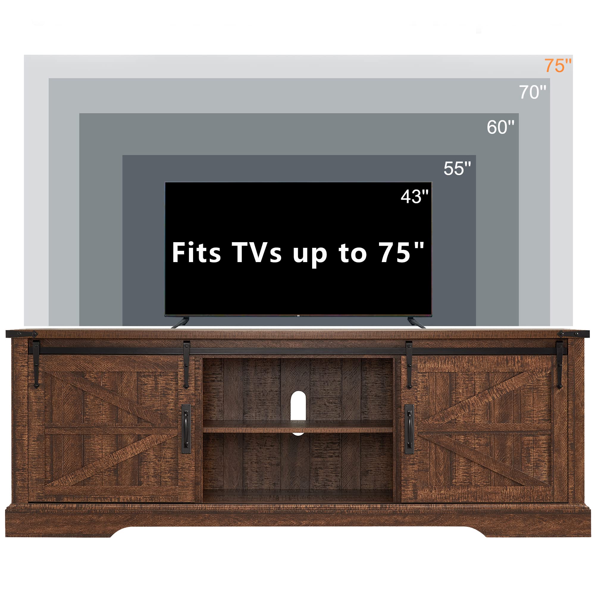Rustic Farmhouse TV Stand for 70-75 Inch TVs - 66