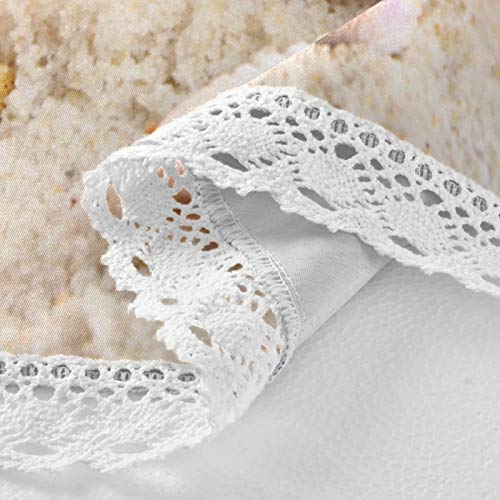 Wusikd 60 Inch Round Beach Tablecloth with Seashell & Starfish Design - Outdoor Waterproof Polyester Table Cover with Umbrella Hole for Camping, Picnic, Patio, Parties, BBQs - Perfect for Summer Gatherings & Ocean-Themed Decor