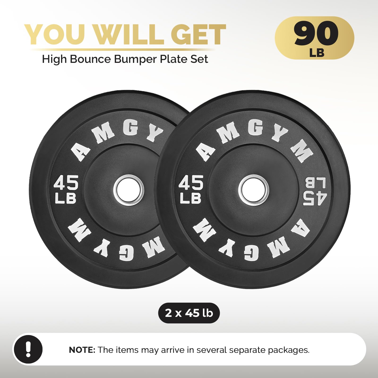Rubber Coated 2-Inch Olympic Bumper Plates Set 10-500lbs for Home Gym, Strength Training & Weightlifting - Durable Free Weights for CrossFit, Powerlifting & Fitness Workouts