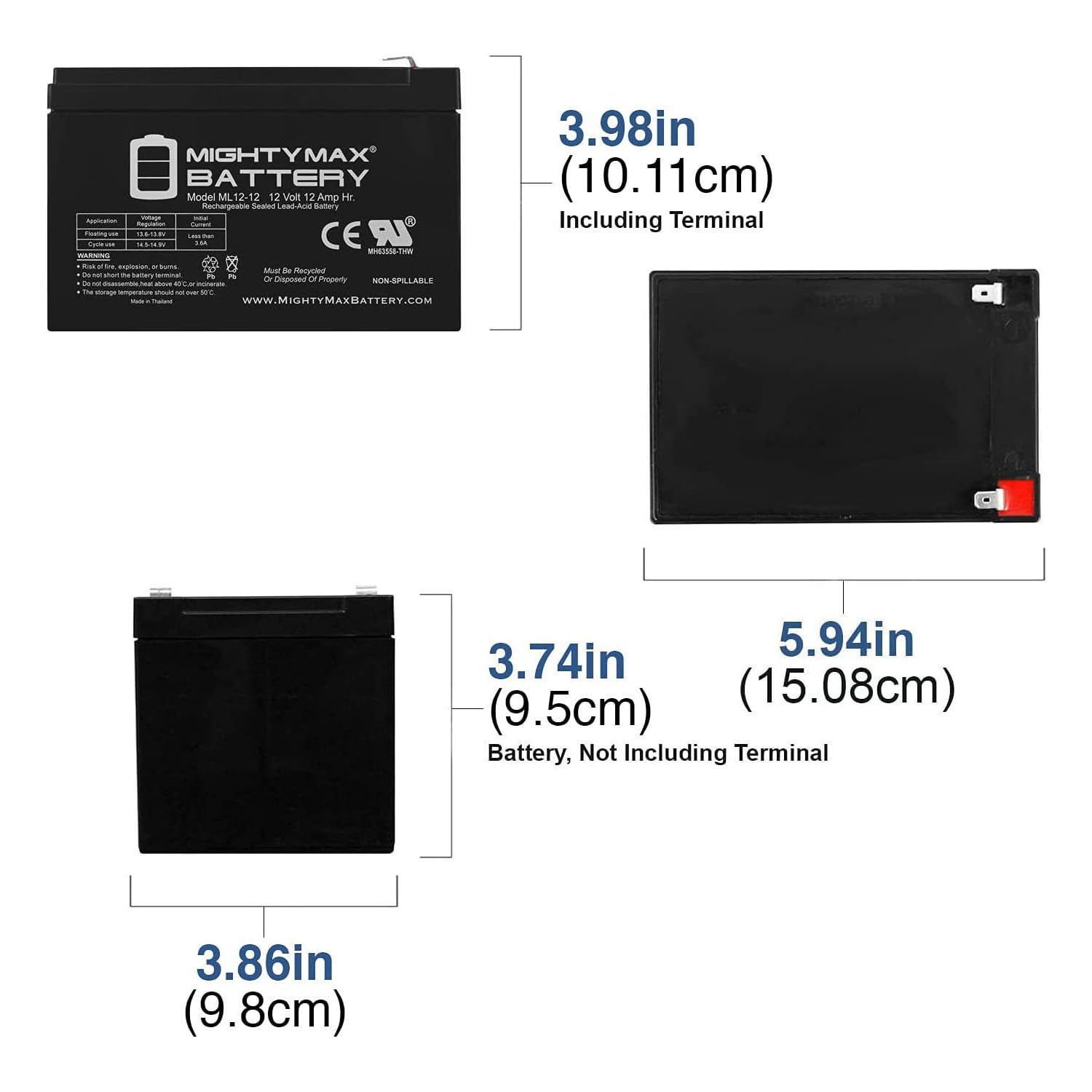 Mighty Max 12V 12AH SLA Replacement Battery for APC Back-UPS PCNET - 6 Pack - Power Backup for Home Office, Security Systems & Emergency Devices