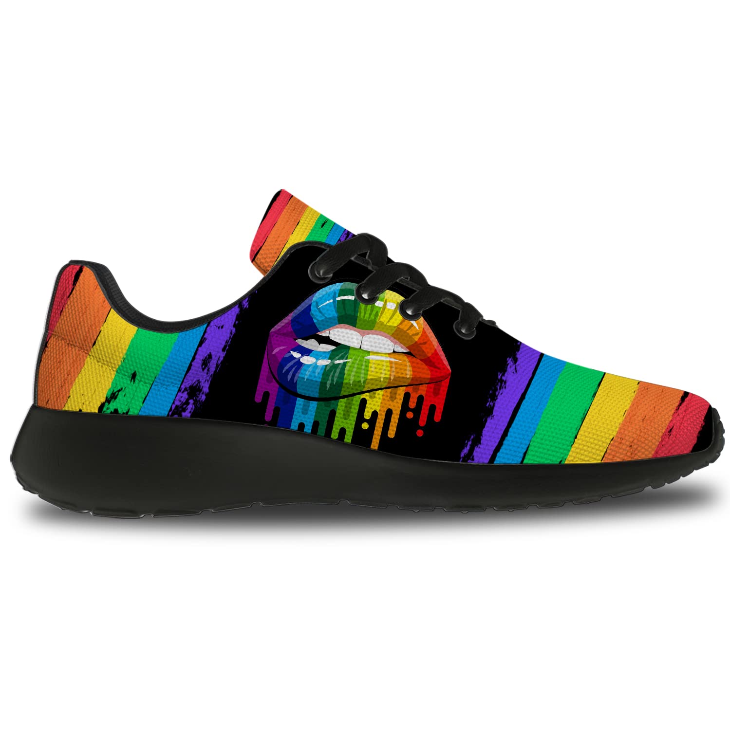 **Men's & Women's LGBT Pride Running Shoes - Rainbow Sneakers for Walking, Tennis & Casual Wear - Lesbian & Gay Pride Gifts - Size 9 Men/10.5 Women (Black) - Perfect for Pride Parades, Workouts & Everyday Fashion**