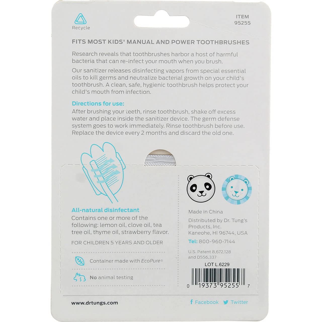 DR TUNGS Snap-On Kids Toothbrush Sanitizer, 2 Count - UV Toothbrush Cleaner for Children's Oral Hygiene, Perfect for Travel & Home Use