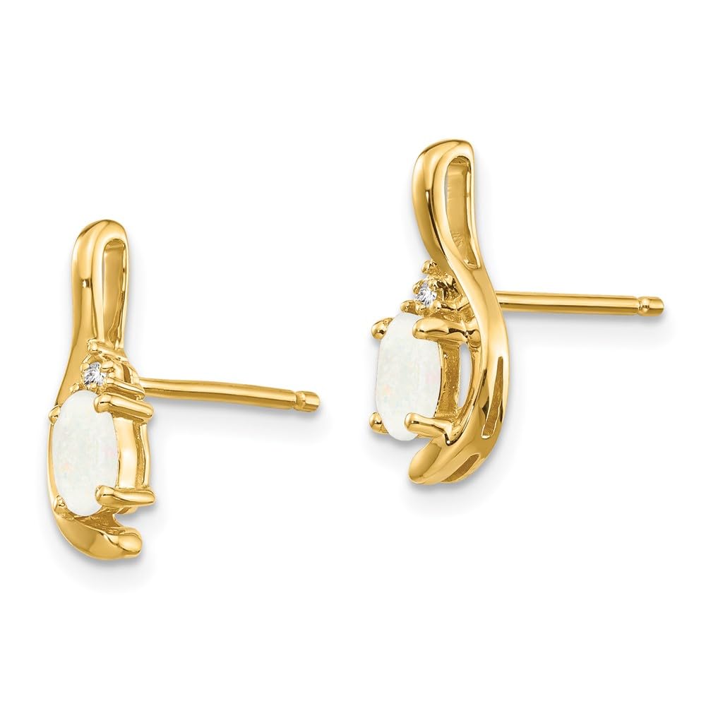 14K Yellow Gold Diamond and Opal Earrings for Women - Elegant Fine Jewelry Gift for Her | Perfect for Anniversaries, Birthdays & Special Occasions