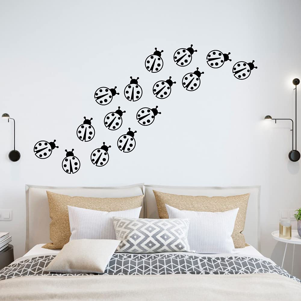 Ladybug Wall Stickers - Cute Animal Insect Vinyl Decals for Kids Room, Nursery & Playroom Decor (14x20 inch) - Perfect for Boys, Girls & Kindergarten Classroom Decorations
