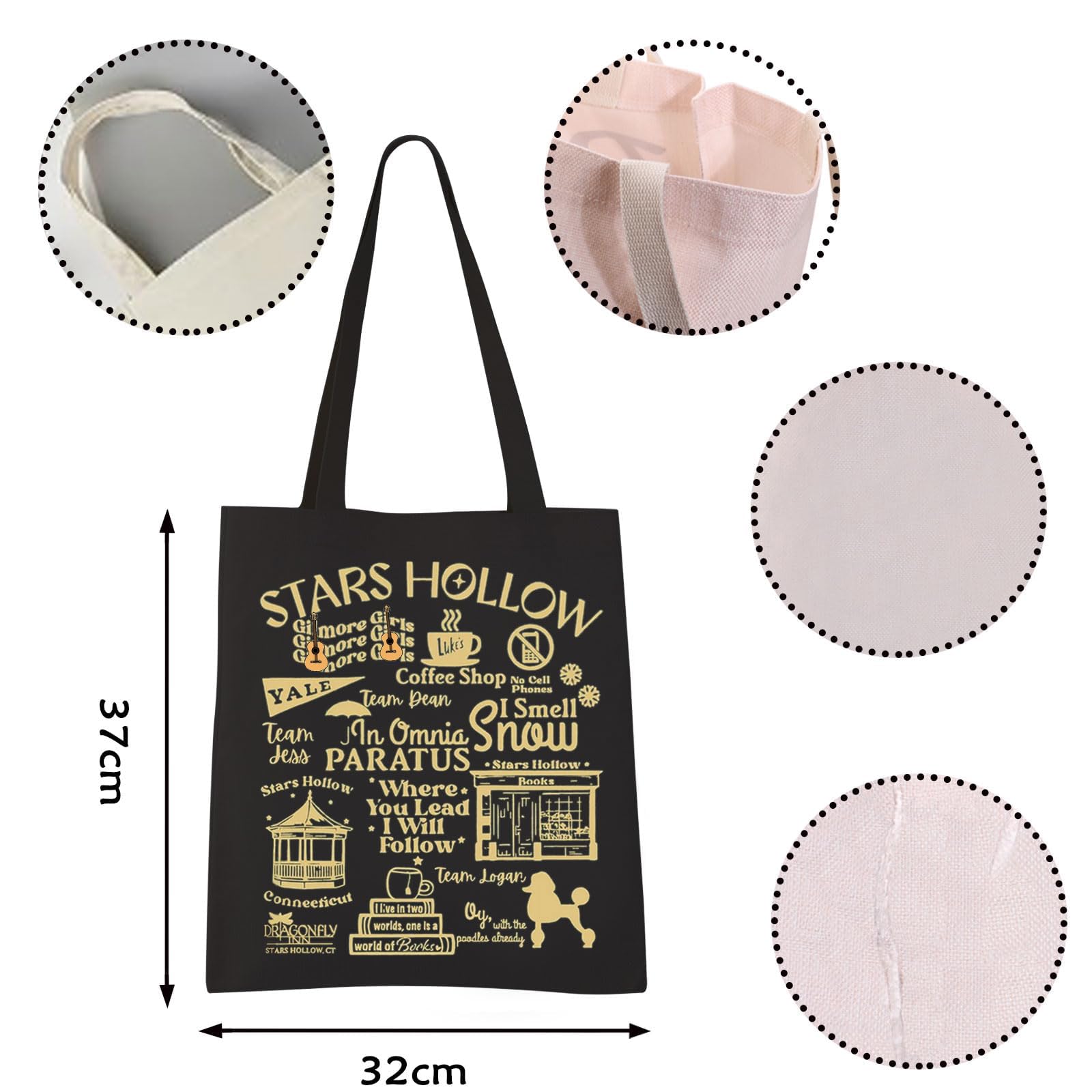 VAMSII Stars Hollow Tote Bag - Gilmore Girls Inspired TV Show Tote for Women, Perfect Gift for Fans & Friends - Great for Shopping, Beach Trips & Daily Use