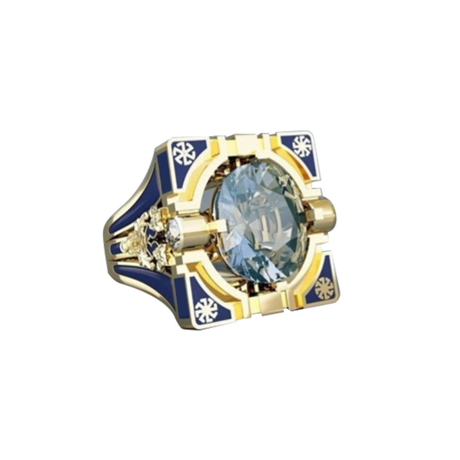 Vintage Peacock Blue Square Diamond Ring for Women - Large Gemstone Statement Ring, Elegant Gift for Her - Perfect for Parties, Weddings, and Special Occasions (Size D, One Size)