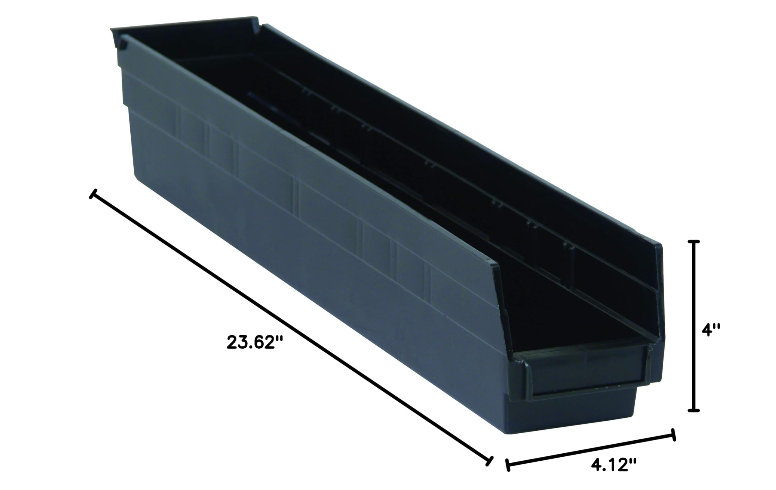 10-Pack Black Conductive Plastic Shelf Bins - 23.6