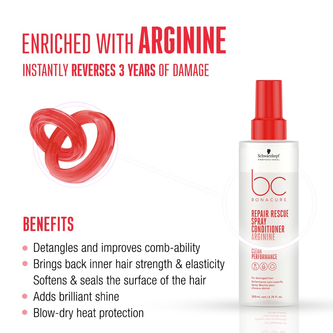 Schwarzkopf Professional Bonacure Repair Rescue Shampoo with Arginine - 250ml | Damaged Hair Treatment for Dry, Brittle Hair | Salon-Quality Repair & Hydration for Home Use