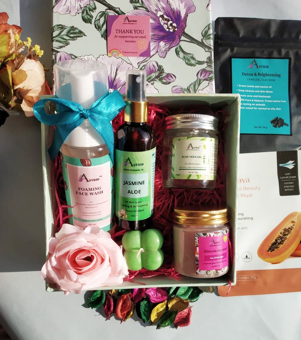 Astrid Selfcare Essential Gift Hamper Box for Women & Men - Charcoal Clay Mask Spa Kit, Paraben & Sulphate Free, All Skin Types | Perfect for Birthdays, Anniversaries & Relaxation Gifts