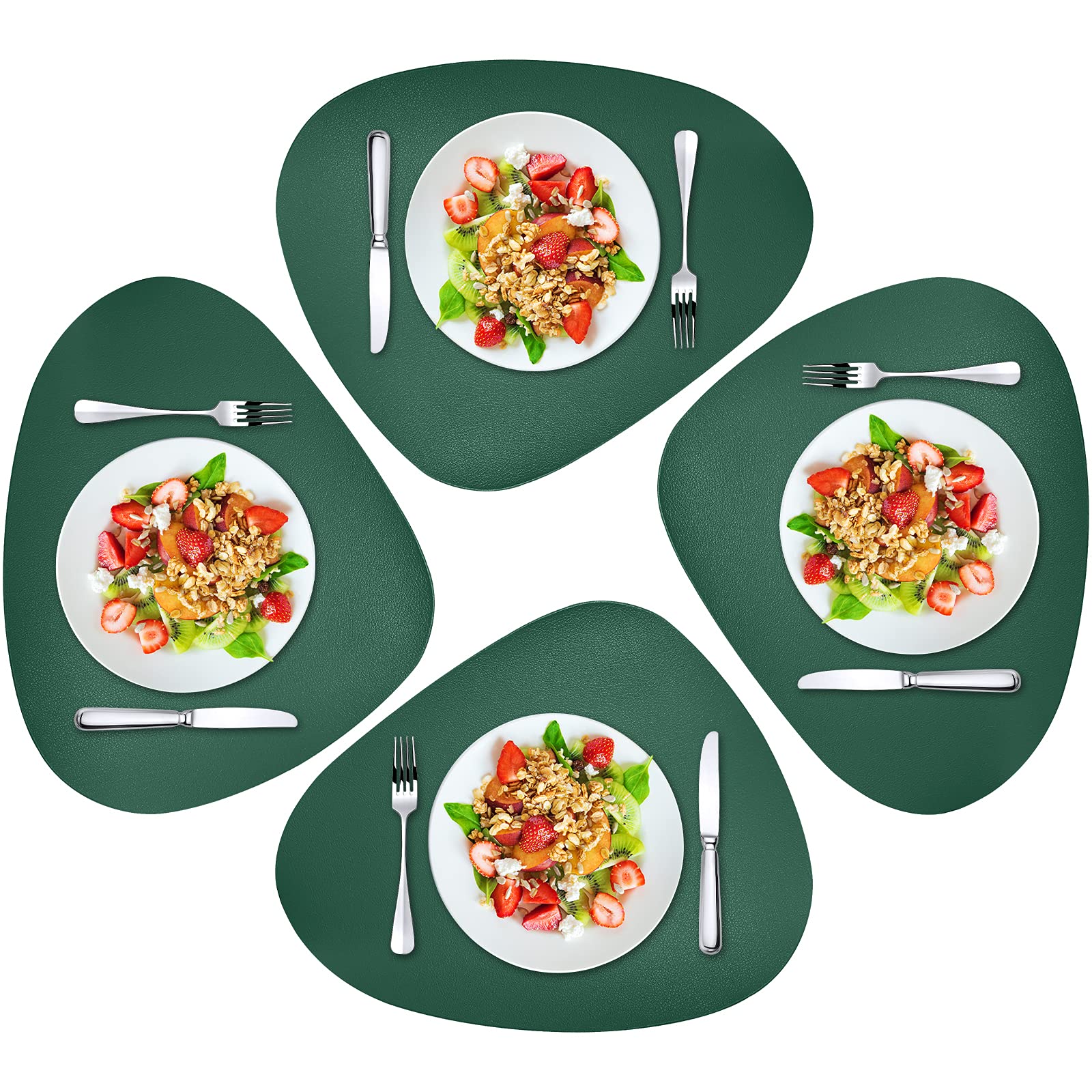 Premium Faux Leather Placemats Set of 4 - Waterproof & Washable Round Table Mats for Kitchen, Dining Room, Patio - Indoor/Outdoor Holiday Decor (Christmas, Thanksgiving, Party) - Durable & Stylish Home Decor Accessories