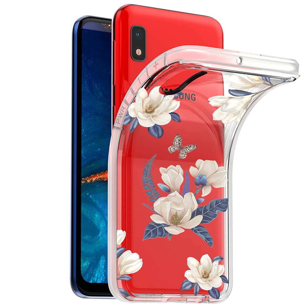 Cute Clear Slim Shockproof TPU Case for Samsung Galaxy A10E - Soft Flexible Protective Cover with Floral Design for Women & Girls (White Flower) | Perfect for Everyday Use, School & Work Protection
