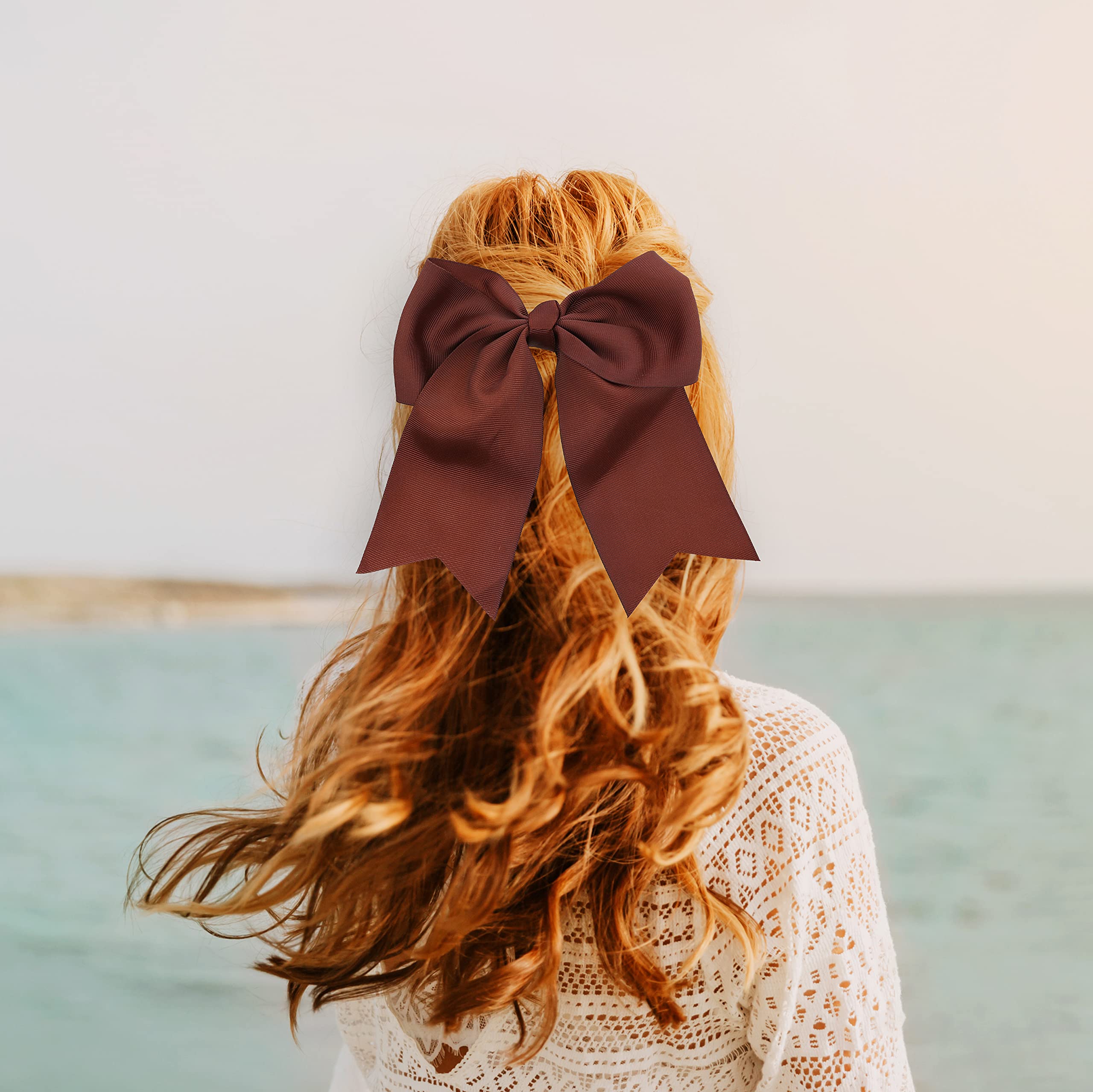 Dark Brown Jumbo Bow Clip with Tails - Elegant Hair Accessory for Weddings, Parties, and Special Occasions