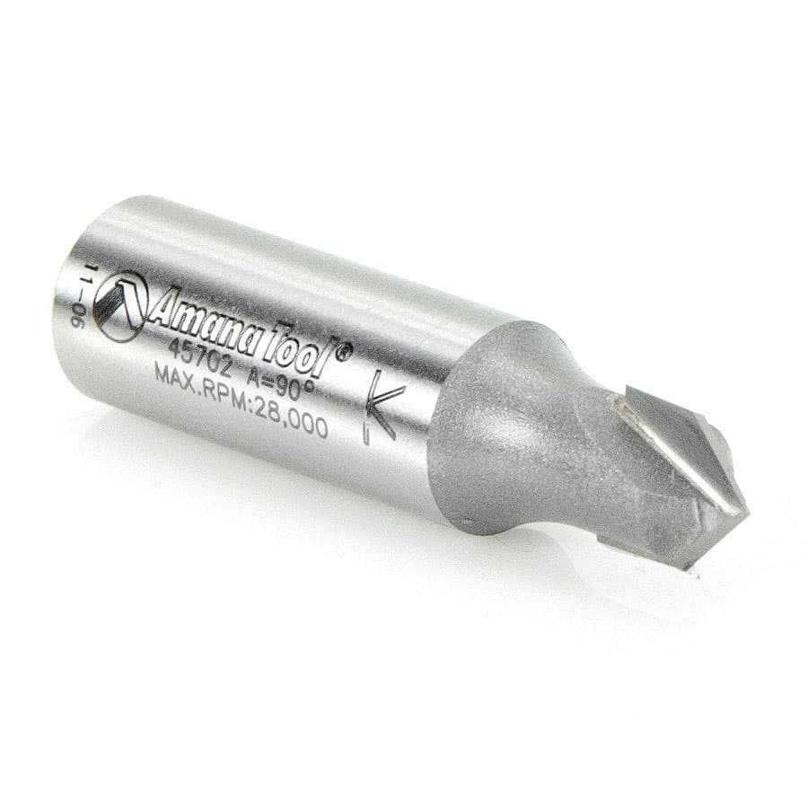 Amana 45702 V Groove Router Bit - 90 Degree, 7/16