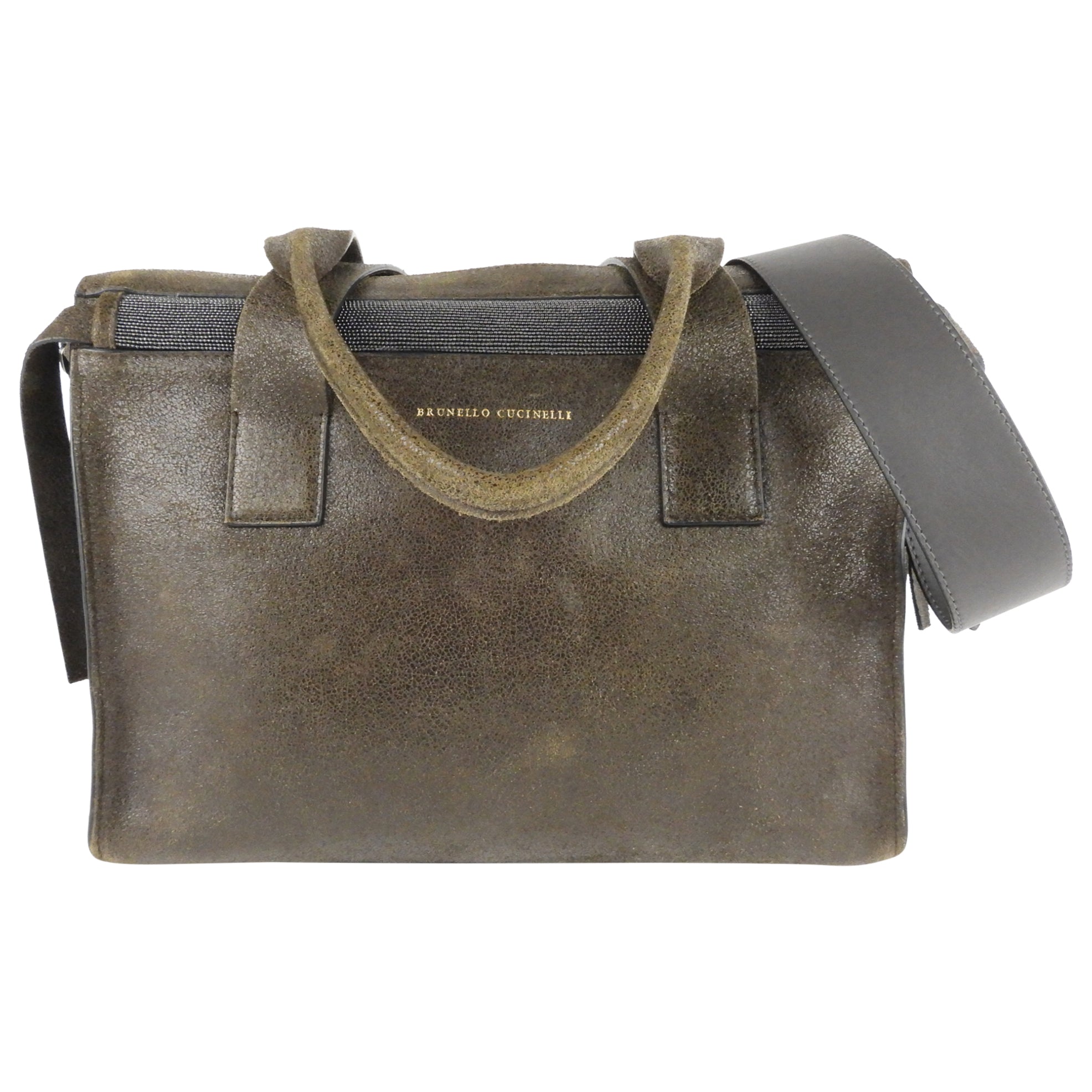 Brunello Cucinelli Genuine Leather Two-Way Tote Bag for Women - Stylish Brown Handbag for Work, Travel & Everyday Use