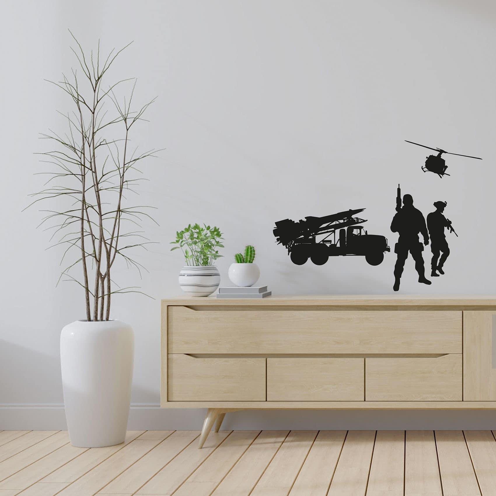 Military Swat Team Army Men Helicopter Landing Wall Sticker - 18x20 Inch Vinyl Decal for Boys & Girls Room, Bedroom, Playroom - Perfect for Kids' Home Decor & Wall Art | Great for Themed Rooms & Birthday Party Decorations