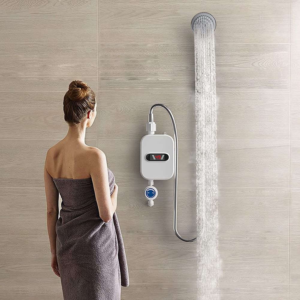Instant Electric Tankless Water Heater - LCD Digital Thermostat for Bathroom & Kitchen | Fast Hot Water On Demand for Showers, Sinks & Faucets